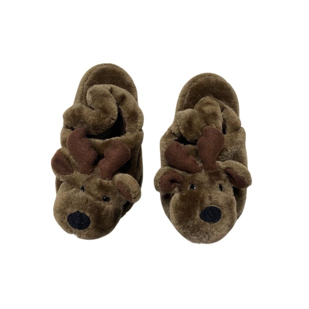 Unisex Toddler Reindeer Slingback Slippers Size 10 Christmas Holiday Deer Xmas